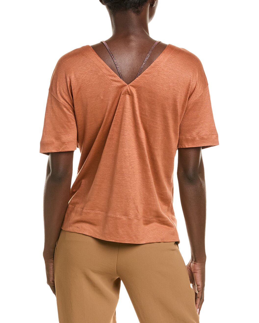 BRUNELLO CUCINELLI WOMEN'S SILK BELND MONILI BEAD LINED SHIRT/TOP