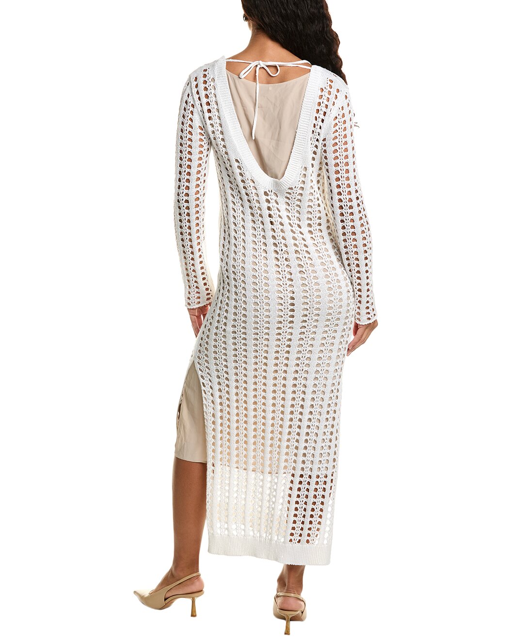 BRUNELLO CUCINELLI WOMEN'S WHITE LINEN SILK OPEN KNIT SUIT
