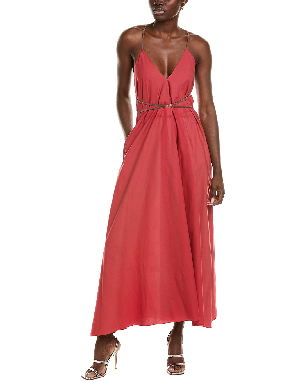 BRUNELLO CUCINELLI WOMEN'S RED STRAPPY MAXI DRESS
