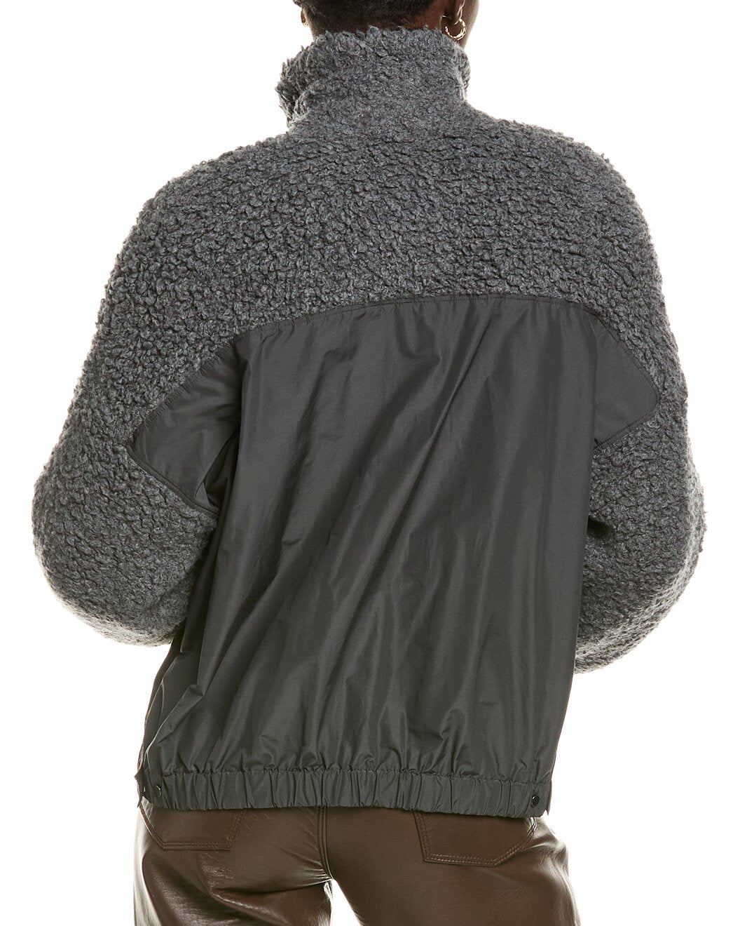 BRUNELLO CUCINELLI WOMEN'S CASHMERE BLEND ZIP UP TWO TONE SWEATER