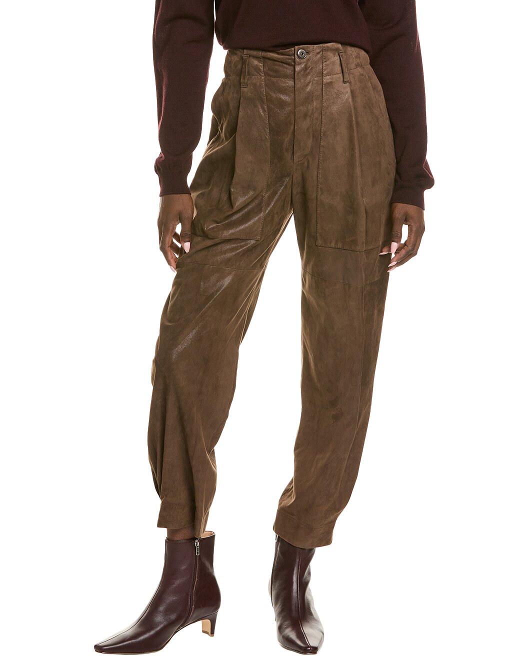 BRUNELLO CUCINELLI WOMEN'S 100% LEATHER CASUAL PANTS/TROUSERS