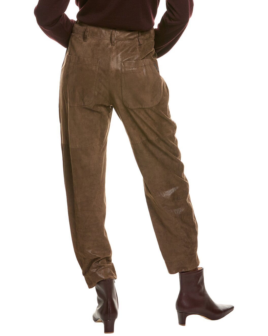 BRUNELLO CUCINELLI WOMEN'S 100% LEATHER CASUAL PANTS/TROUSERS
