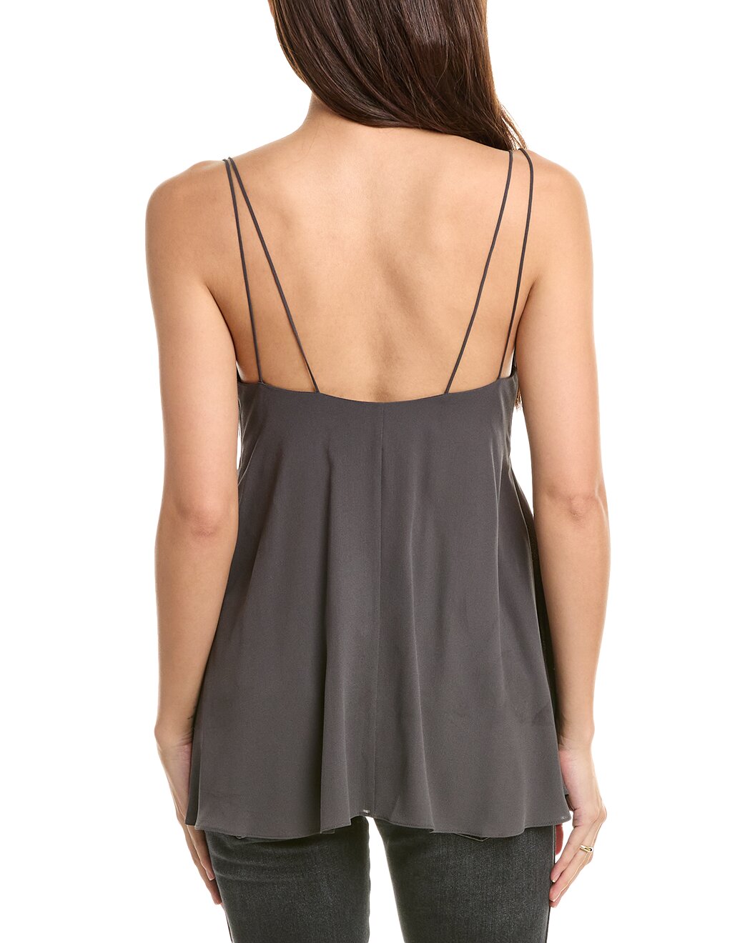 BRUNELLO CUCINELLI WOMEN'S CHARCOAL SILK FLARED SHIRT