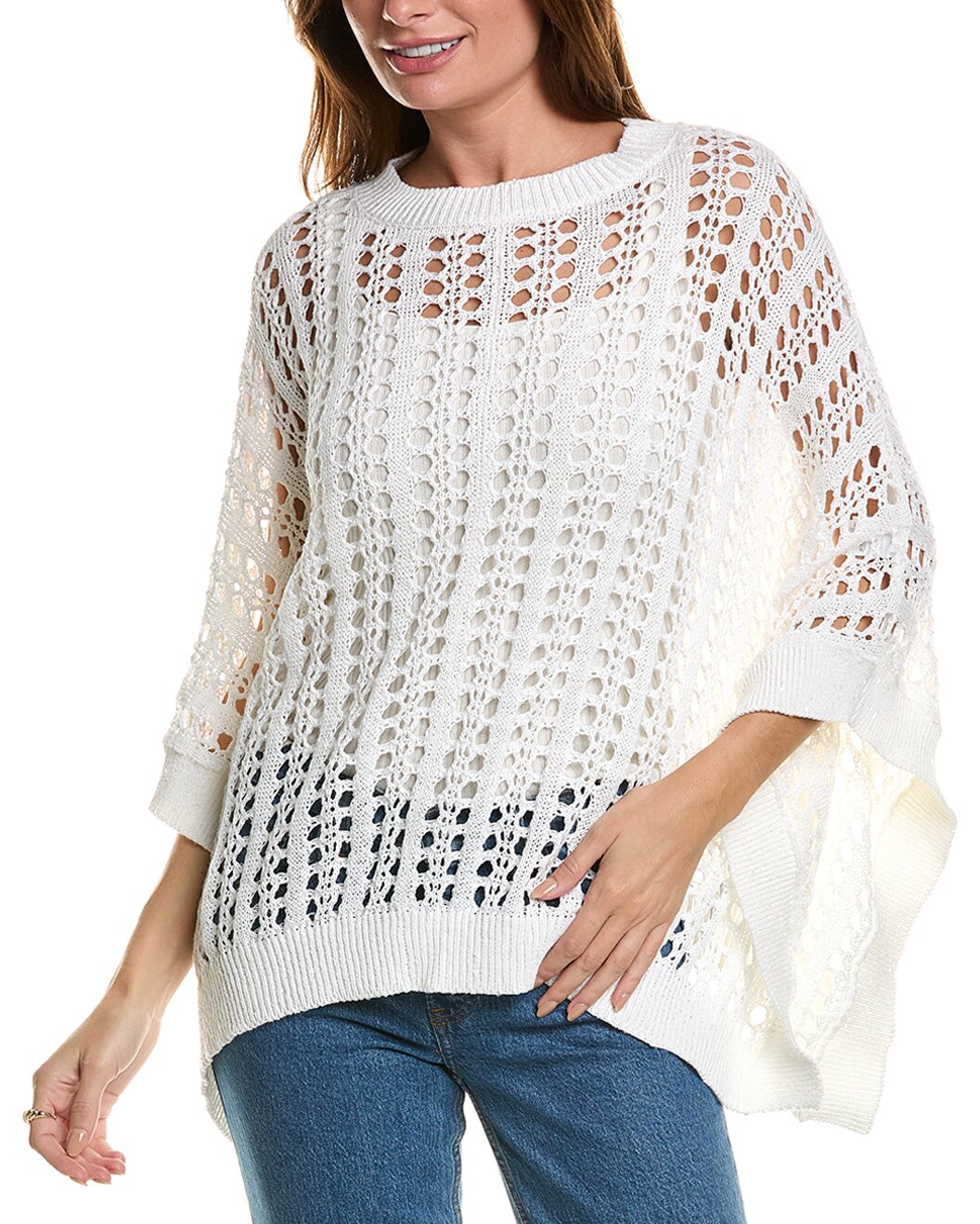 BRUNELLO CUCINELLI WOMEN'S WHITE OPEN-KNIT SWEATER