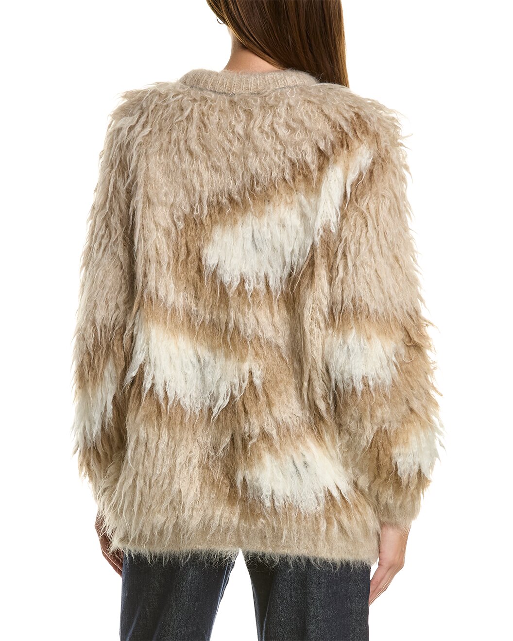 BRUNELLO CUCINELLI WOMEN'S BEIGE WOOL SHAGGY SWEATER