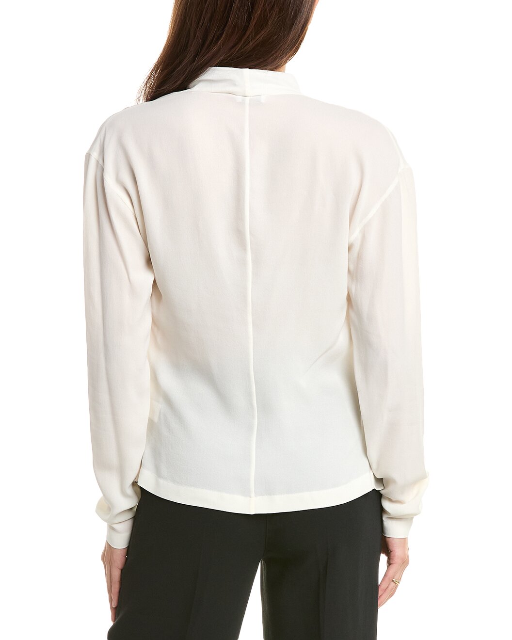 BRUNELLO CUCINELLI WOMEN'S CREAM DRAPED LONG SLEEVE BLOUSE