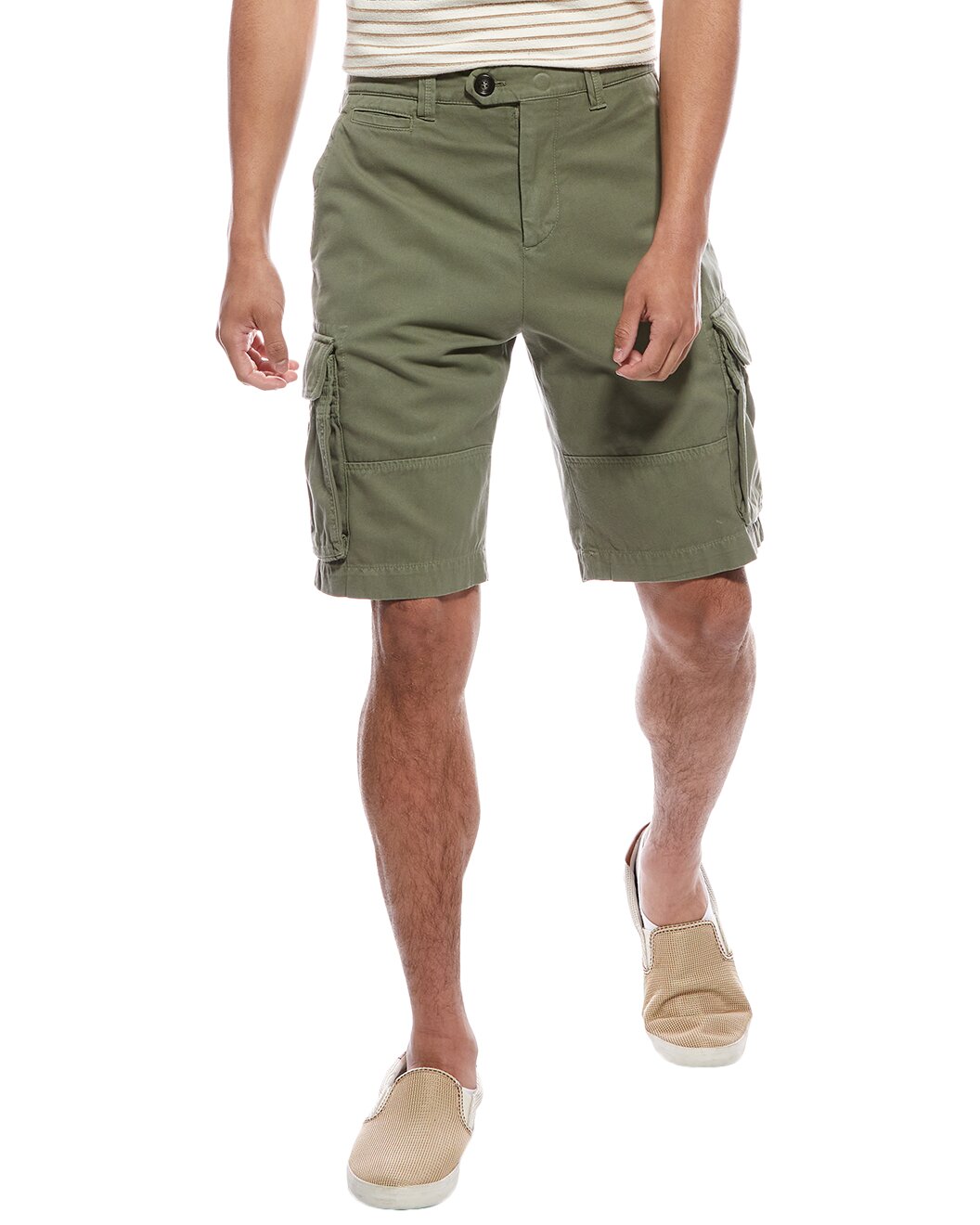 BRUNELLO CUCINELLI MEN'S OLIVE CARGO BERMUDA SHORTS