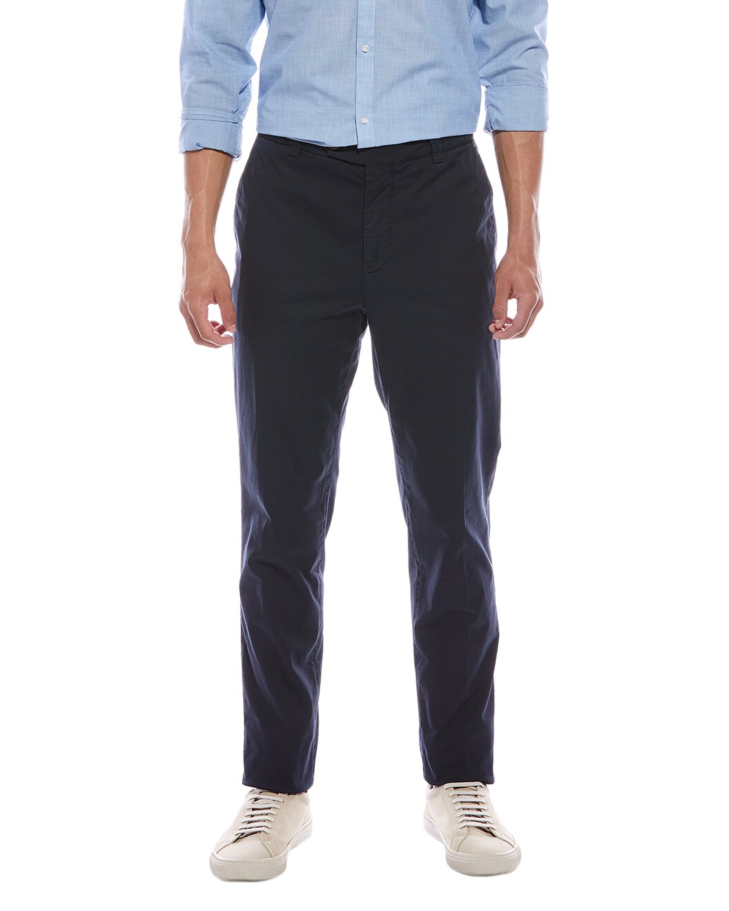 BRUNELLO CUCINELLI MEN'S DARK BLUE SLIM COTTON TROUSERS