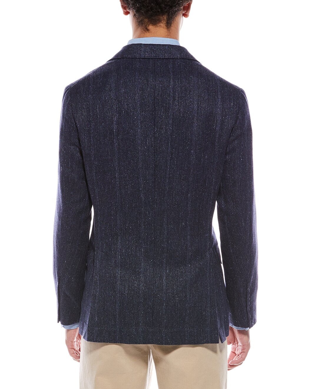 BRUNELLO CUCINELLI MEN'S NAVY LINEN SILK WOOL BLAZER