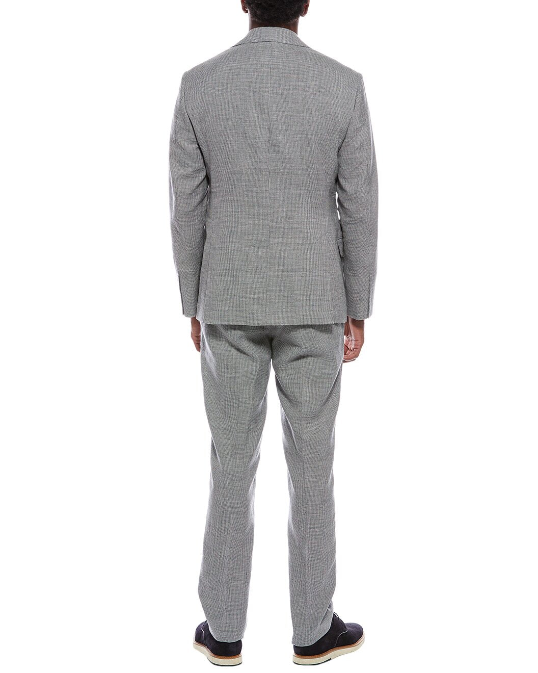 BRUNELLO CUCINELLI MEN'S GRAY CHECKERED SUIT WITH BLAZER