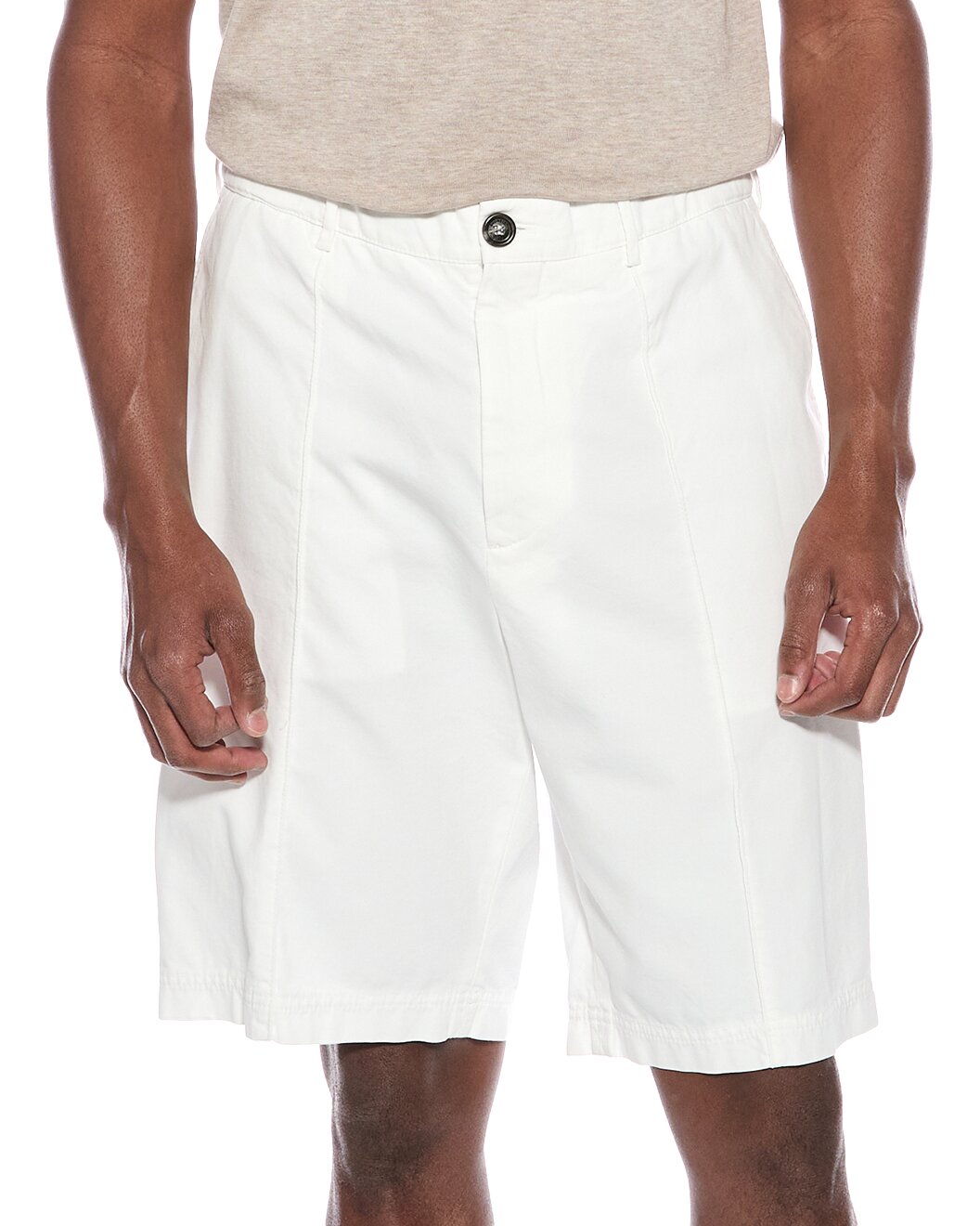 BRUNELLO CUCINELLI MEN'S WHITE TAILORED SHORTS