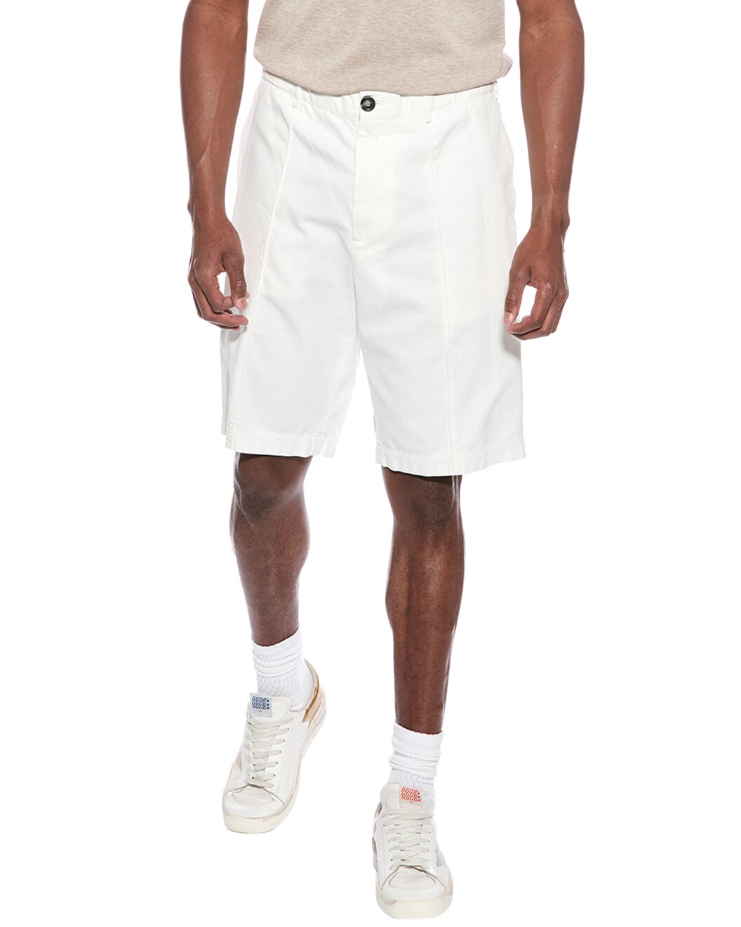 BRUNELLO CUCINELLI MEN'S WHITE TAILORED SHORTS