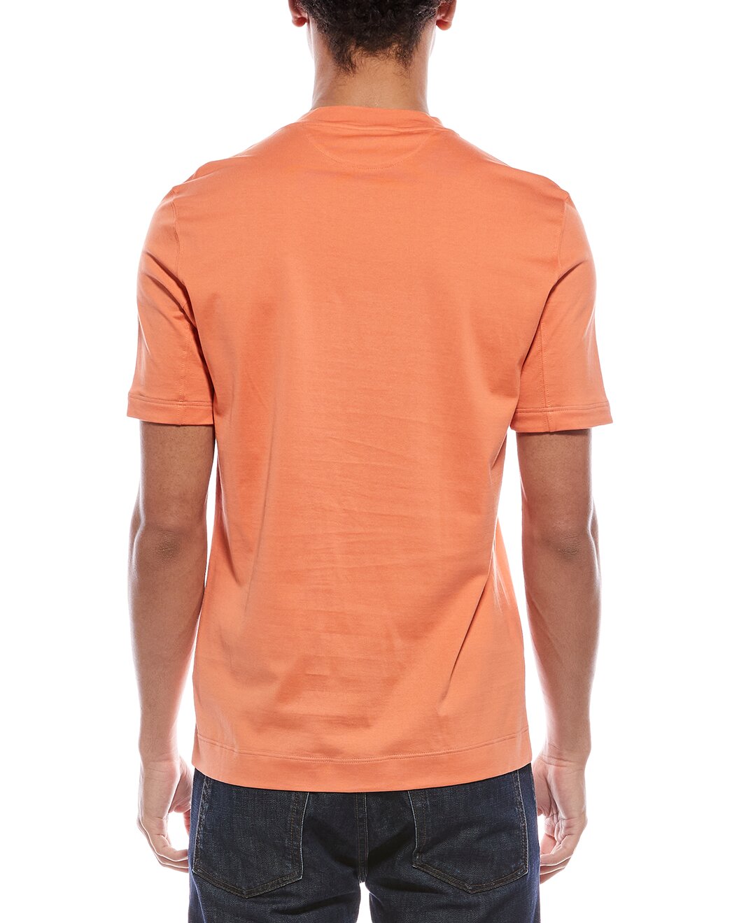 BRUNELLO CUCINELLI MEN'S SALMON CREW NECK LOGO T-SHIRT