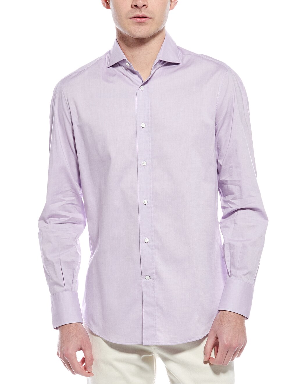 BRUNELLO CUCINELLI MEN'S WISTERIA TAILORED COTTON SHIRT
