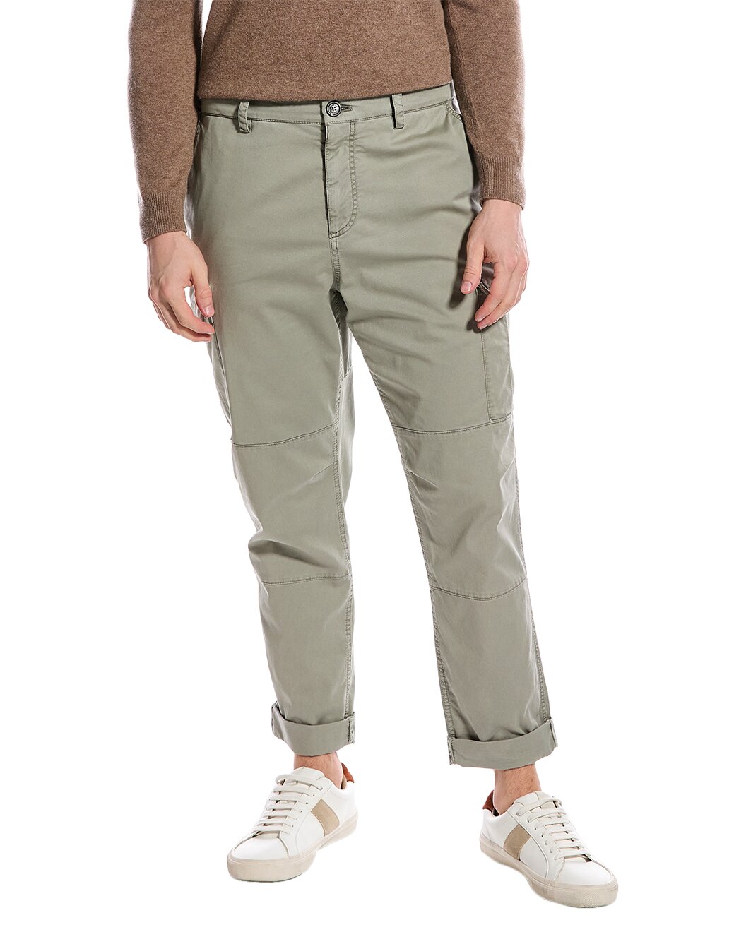 BRUNELLO CUCINELLI MEN'S LIGHT GREEN RELAXED TROUSERS