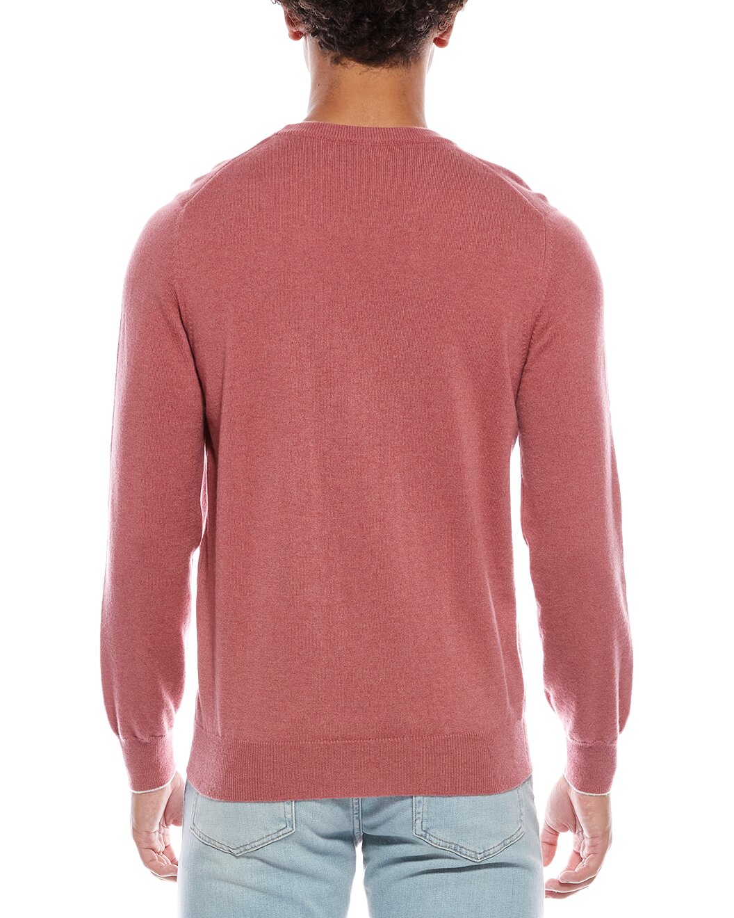 BRUNELLO CUCINELLI MEN'S RASPBERRY CASHMERE CREWNECK SWEATER