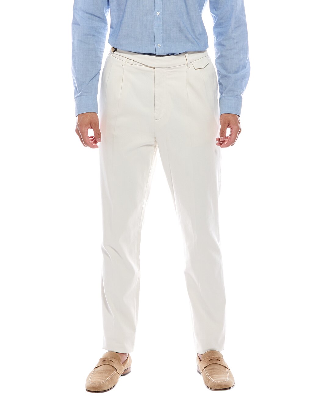 BRUNELLO CUCINELLI MEN'S OFF WHITE TAILORED TROUSERS