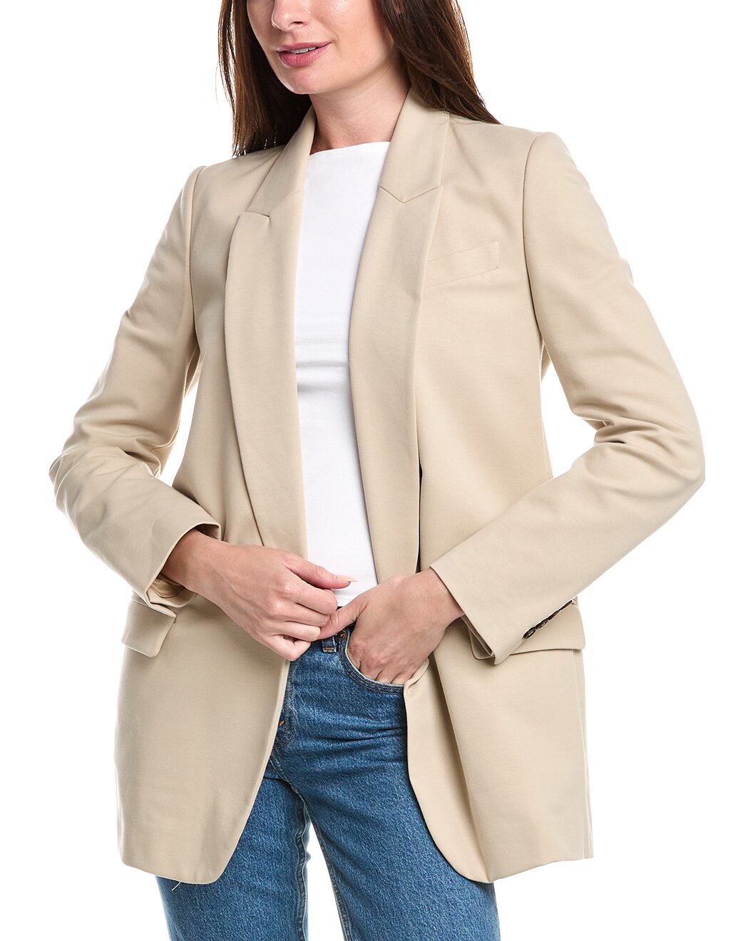 BRUNELLO CUCINELLI WOMEN'S BEIGE TAILORED DECONSTRUCTED BLAZER