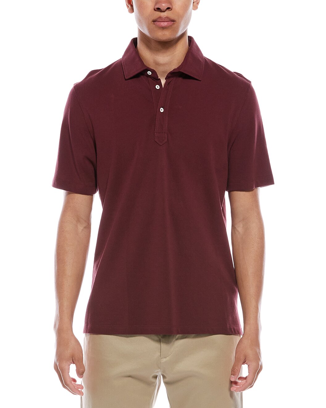 BRUNELLO CUCINELLI MEN'S DARK RED COTTON POLO SHIRT