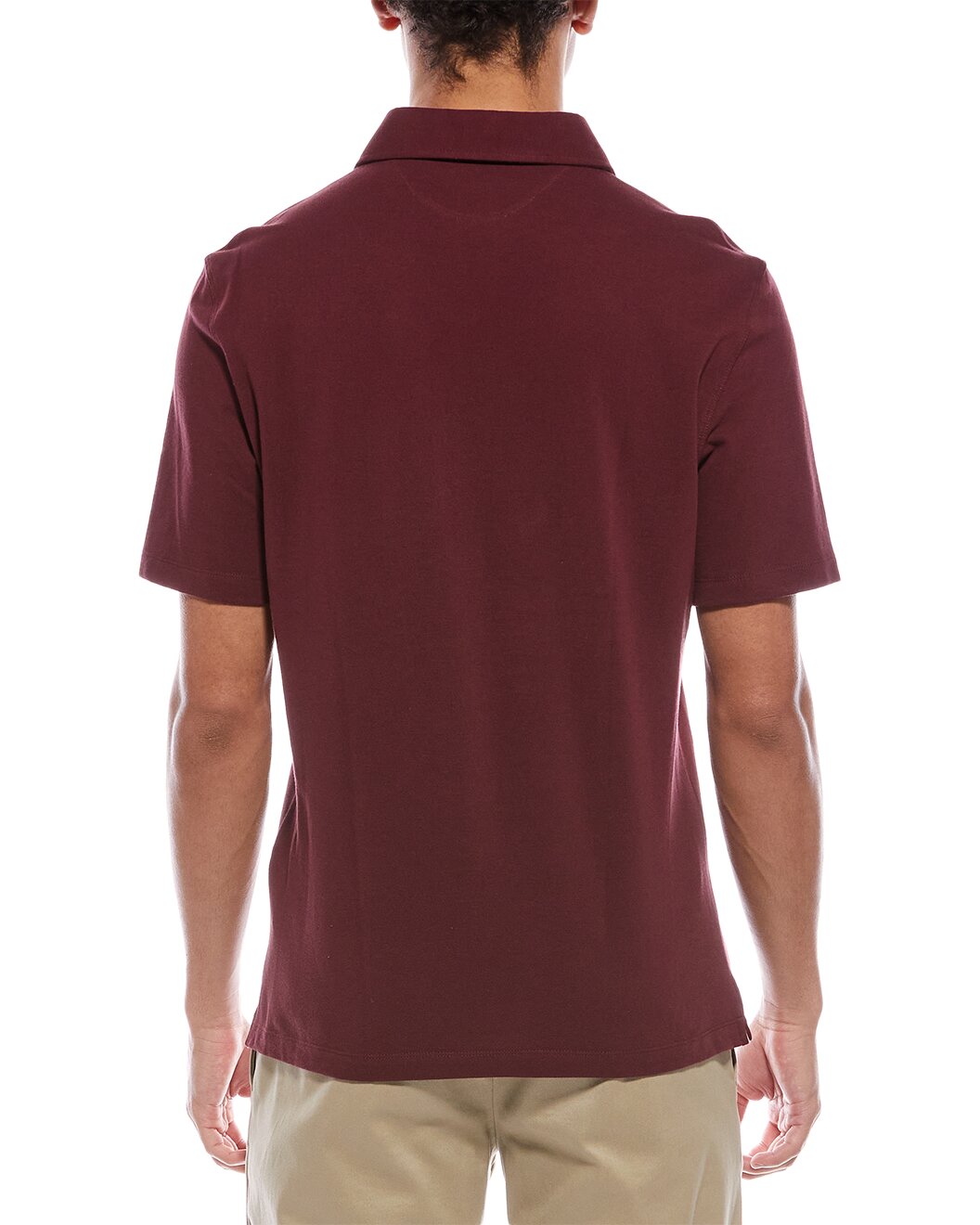 BRUNELLO CUCINELLI MEN'S DARK RED COTTON POLO SHIRT