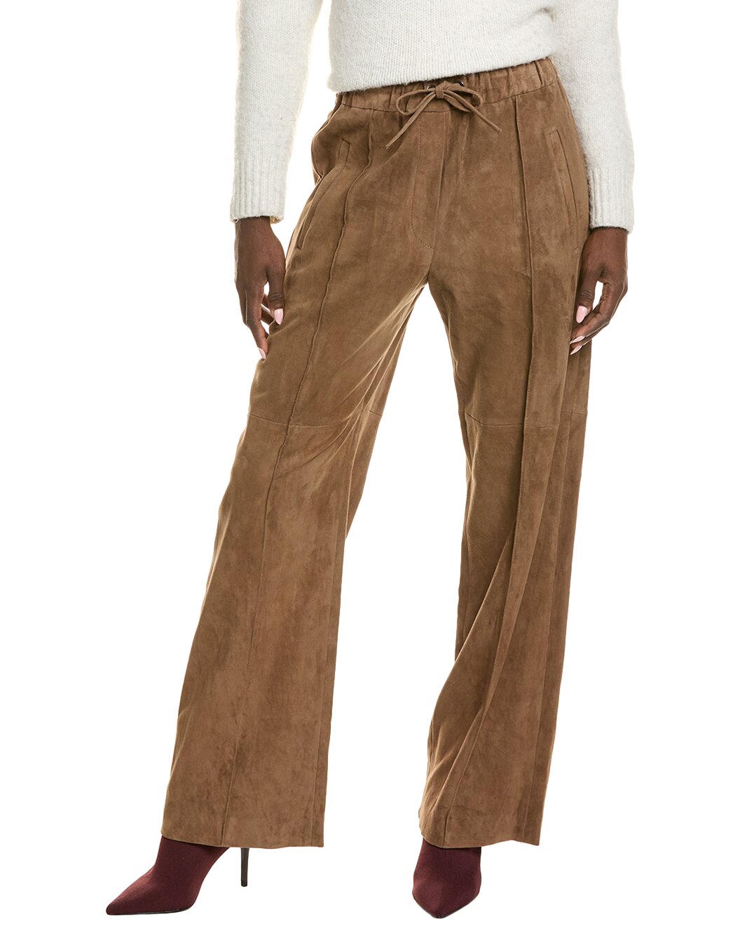 BRUNELLO CUCINELLI WOMEN'S 100% GENUINE LEATHER CASUAL PANTS/TROUSERS