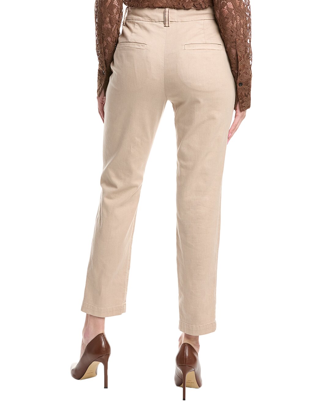 BRUNELLO CUCINELLI WOMEN'S LIGHT BEIGE STRAIGHT TROUSERS