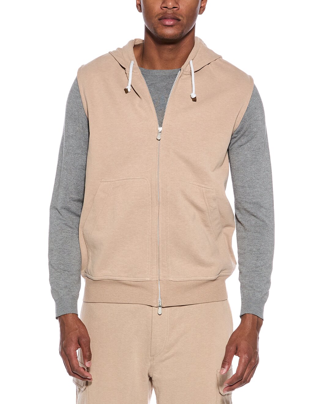 BRUNELLO CUCINELLI MEN'S 100% COTTON ATHLETHIC GYM HOODIE VEST TOP NWT