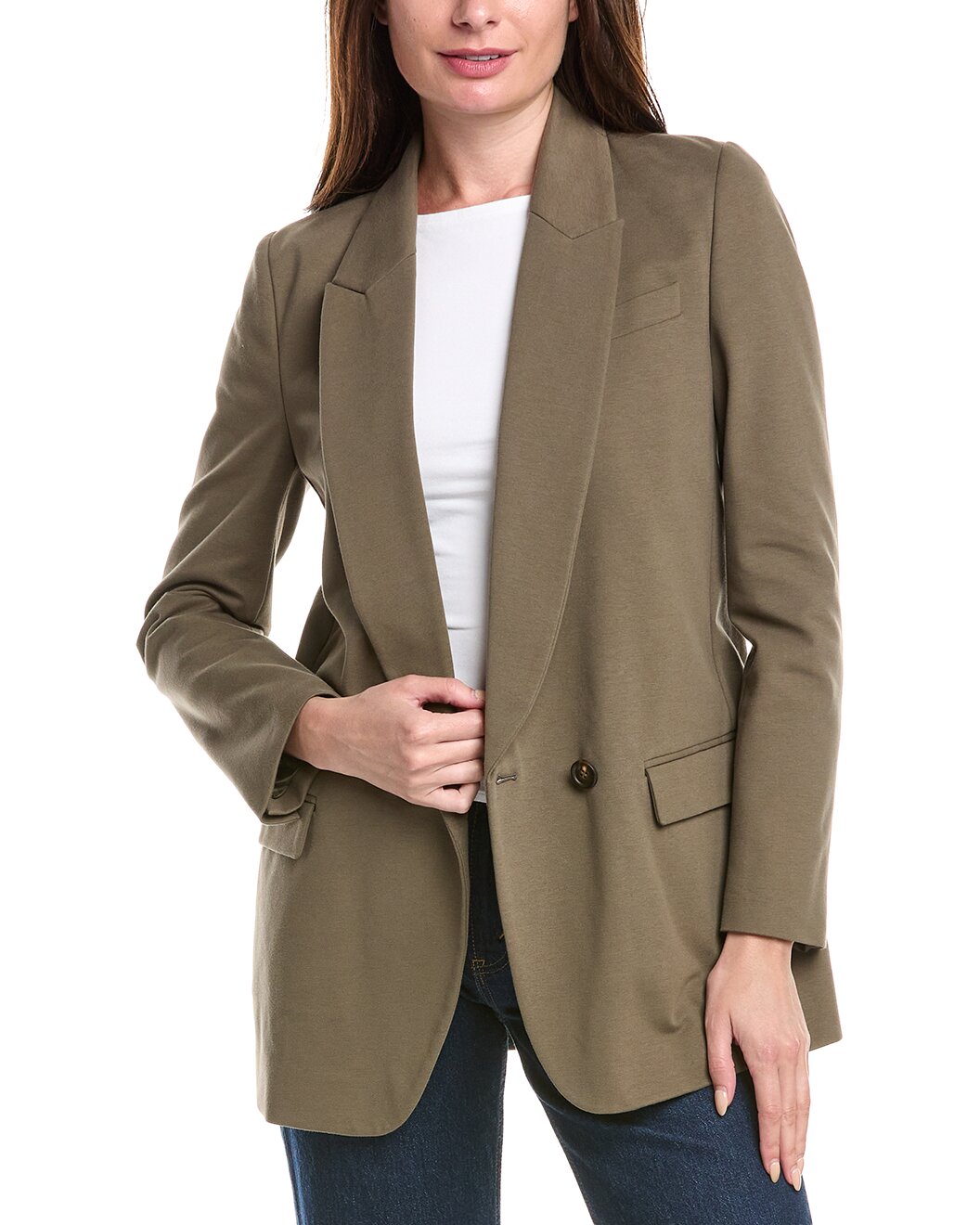 BRUNELLO CUCINELLI WOMEN'S MILITARY GREEN COTTON BLAZER