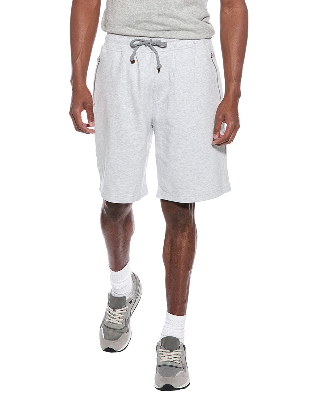 BRUNELLO CUCINELLI MEN'S LIGHT GREY DRAWSTRING SHORTS