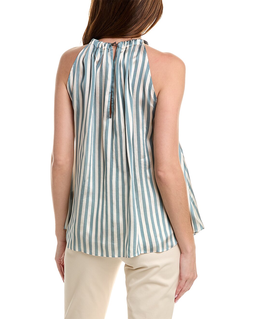 BRUNELLO CUCINELLI WOMEN'S STRIPED HALTER NECK BLOUSE