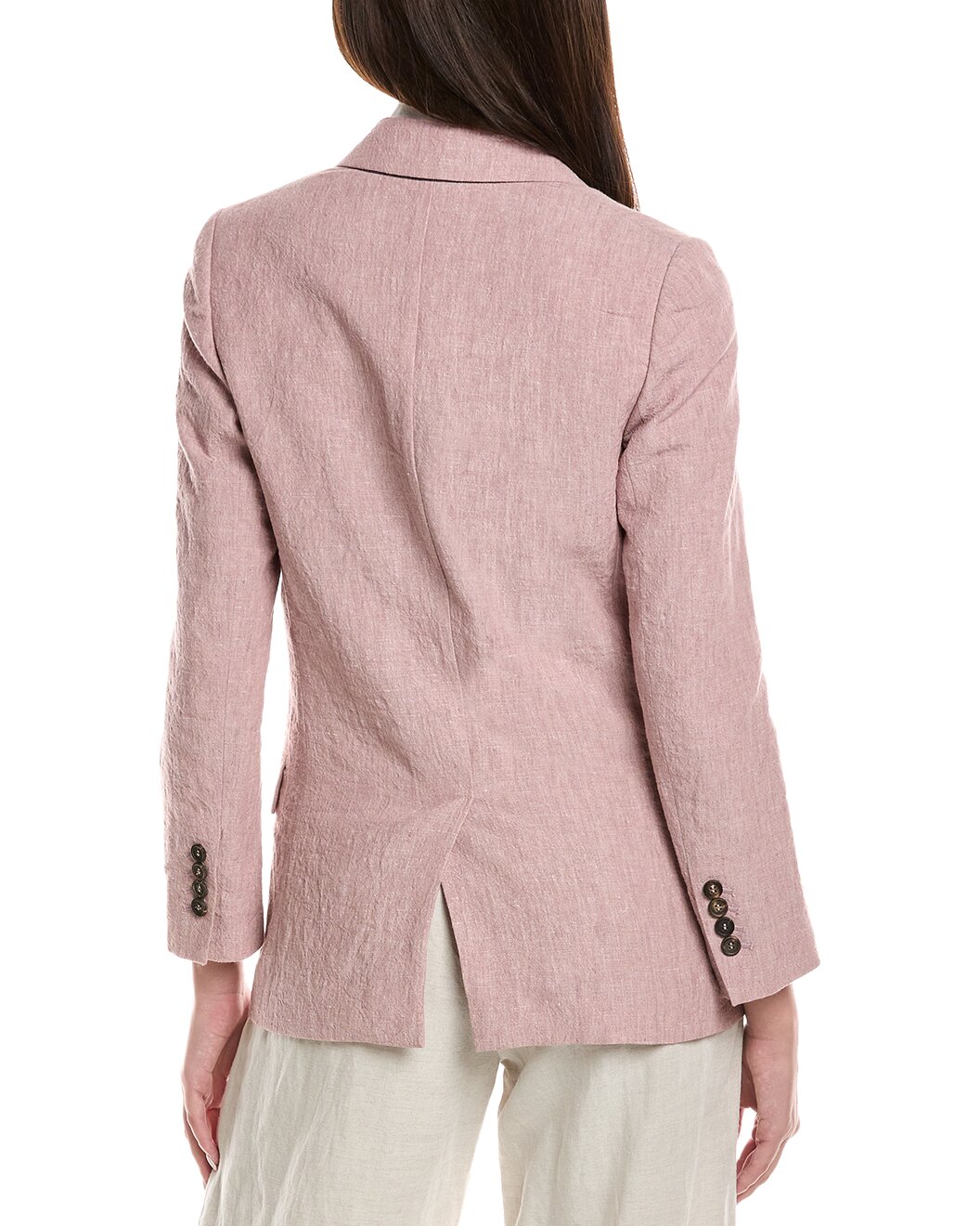 BRUNELLO CUCINELLI WOMEN'S LIGHT PINK LINEN BLAZER