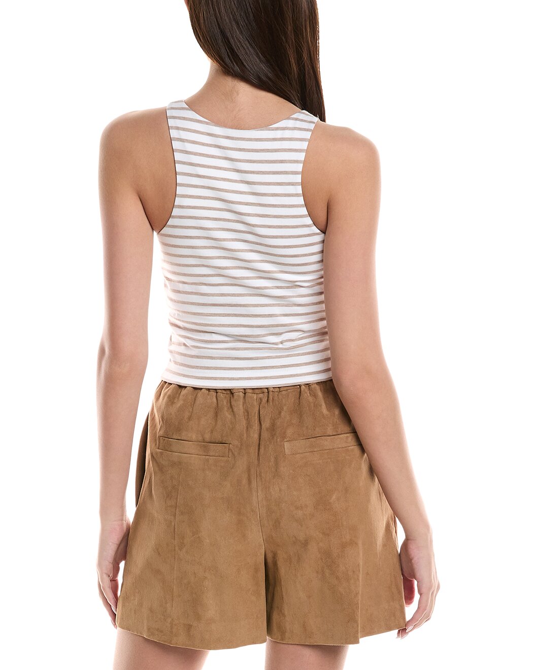 BRUNELLO CUCINELLI WOMEN'S WHITE CAMEL STRIPED TANK TOP