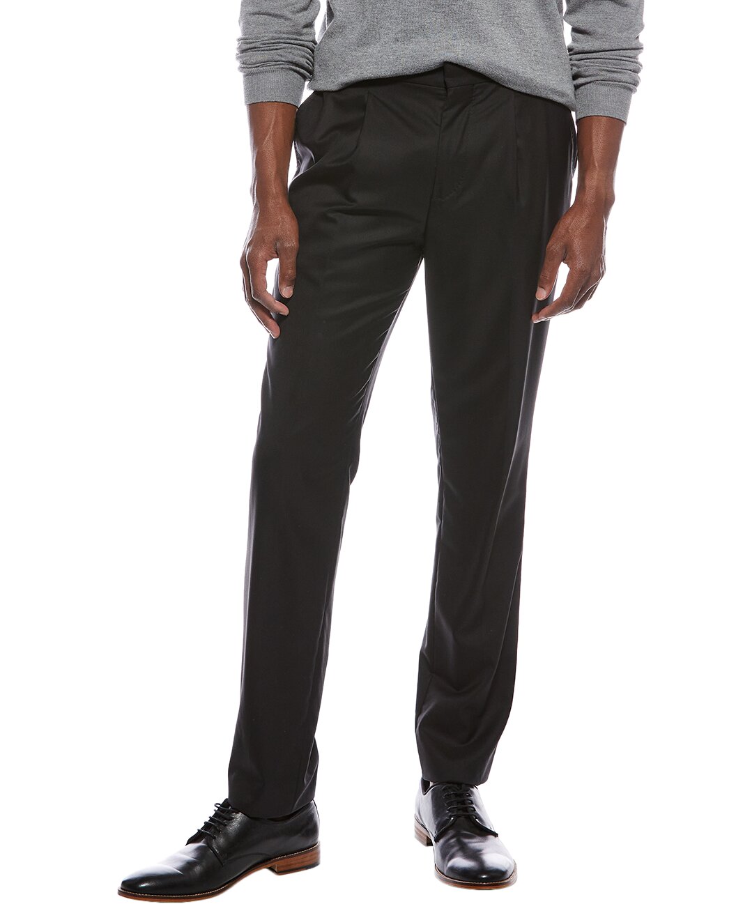 BRUNELLO CUCINELLI MEN'S BLACK WOOL SILK TROUSERS