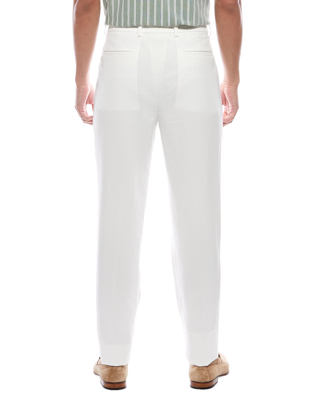 BRUNELLO CUCINELLI MEN'S WHITE PLEATED TAILORED TROUSERS