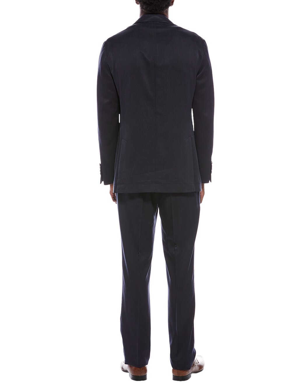 BRUNELLO CUCINELLI MEN'S DARK BLUE SILK SUIT TROUSERS
