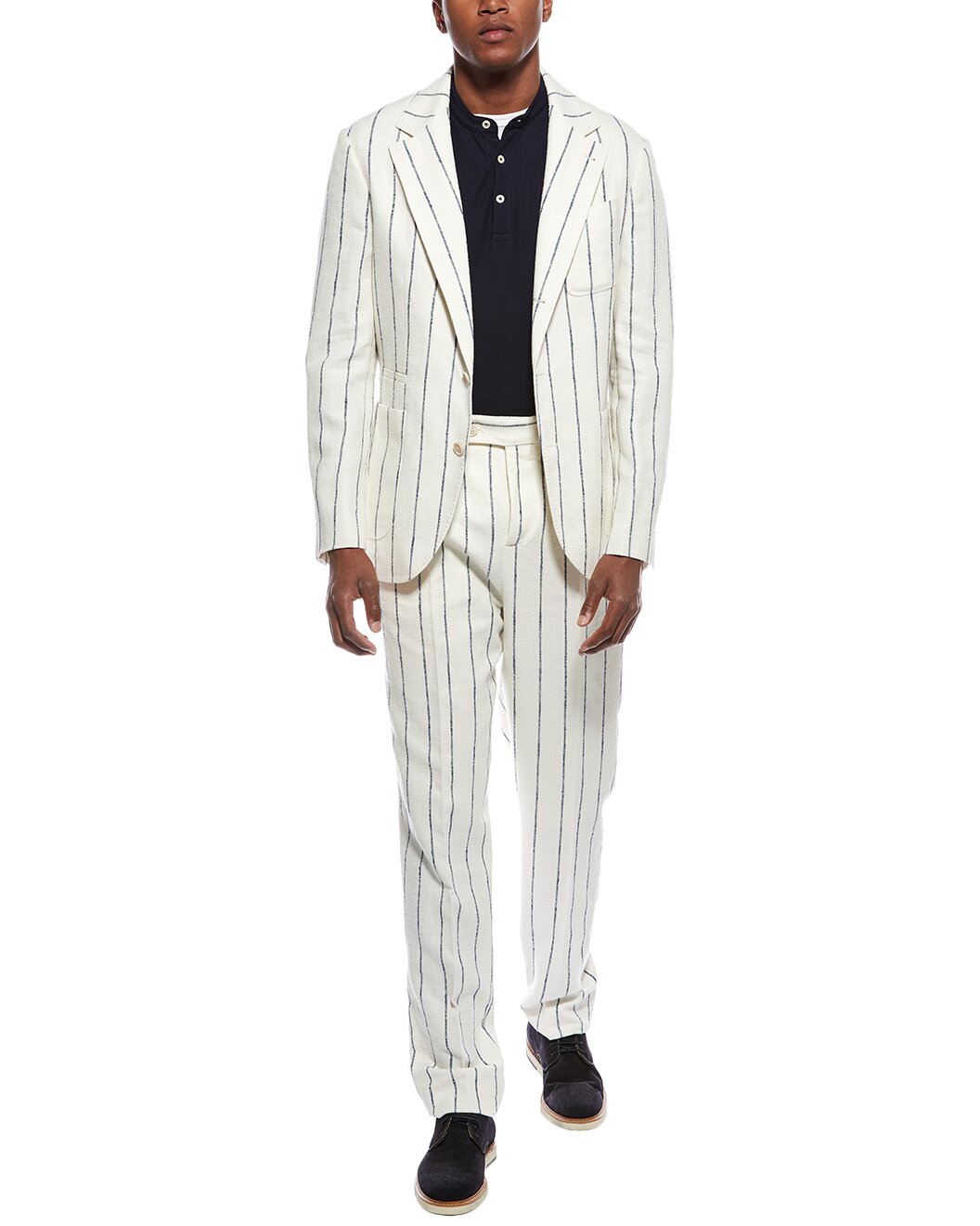 BRUNELLO CUCINELLI MEN'S WOOL BLEND 3 BUTTON CASUAL STRIPED SUIT NEW