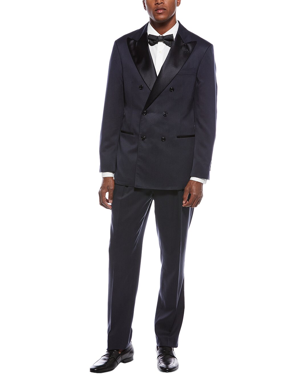 BRUNELLO CUCINELLI MEN'S DARK BLUE SILK TUXEDO