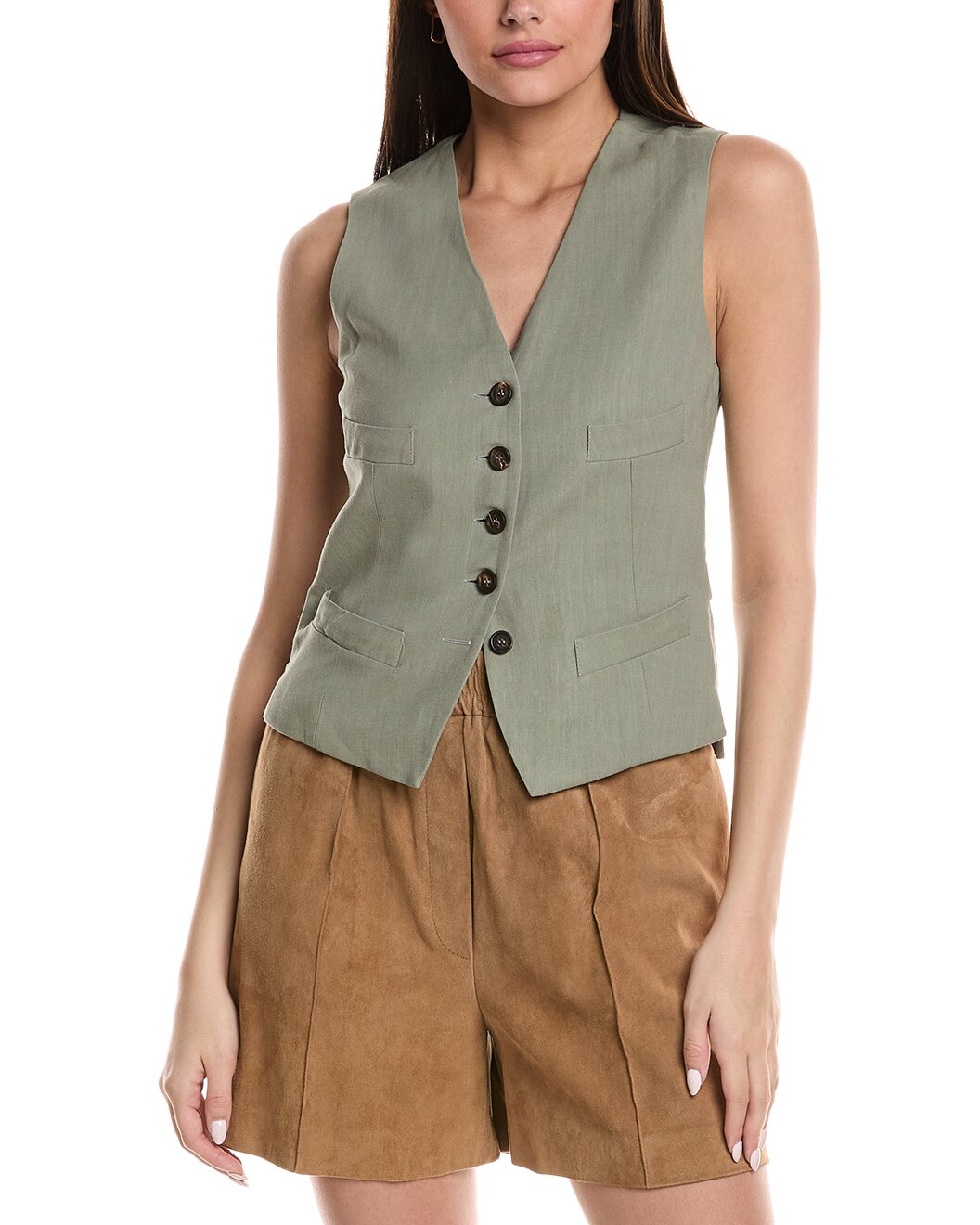 BRUNELLO CUCINELLI WOMEN'S SAGE TAILORED BUTTONED VEST