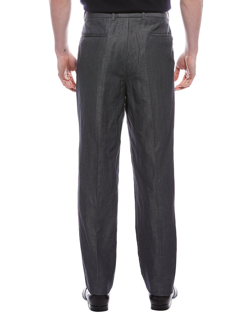 BRUNELLO CUCINELLI MEN'S GREY WOOL LINEN TROUSERS