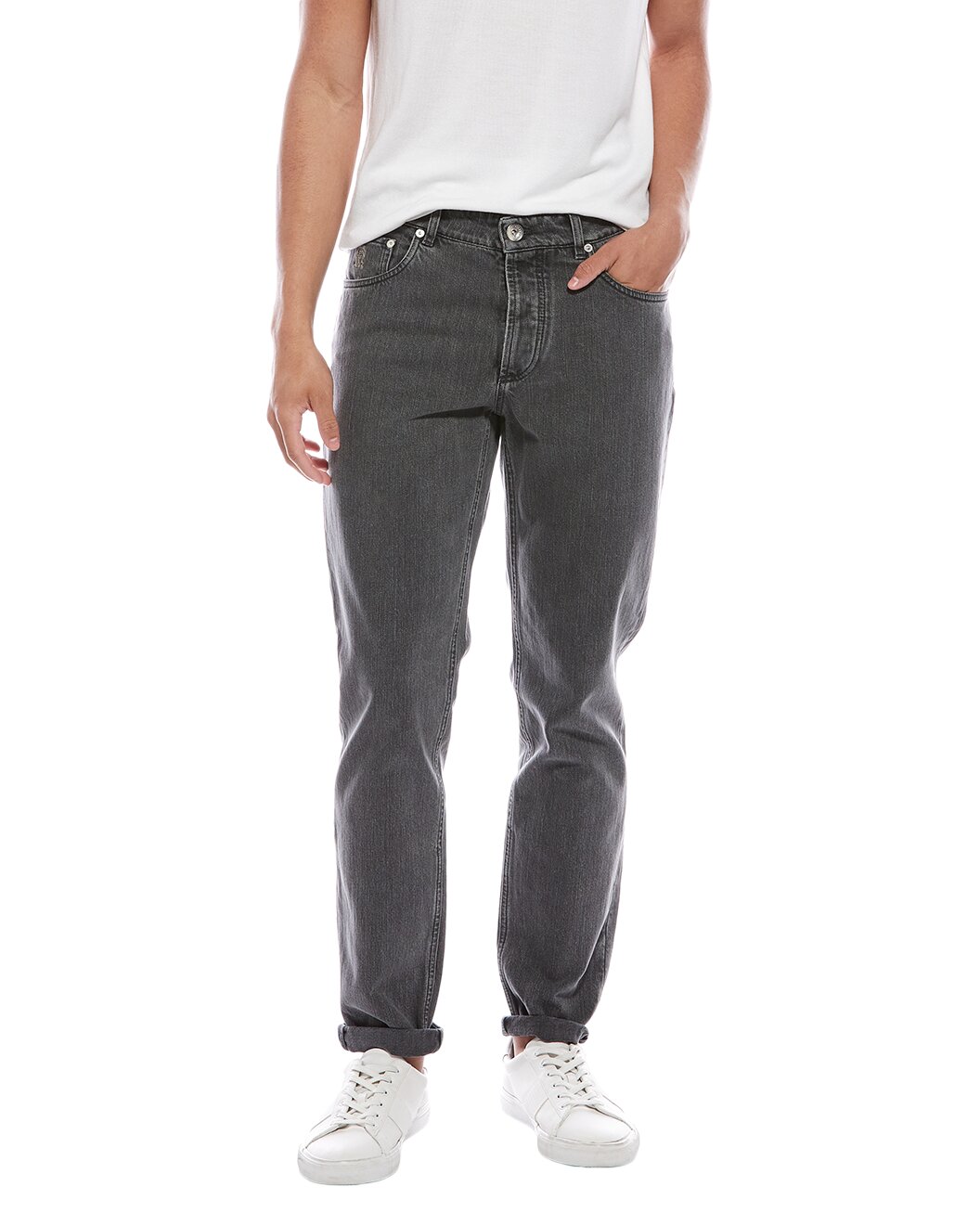 BRUNELLO CUCINELLI MEN'S MEDIUM GRAY DENIM JEANS