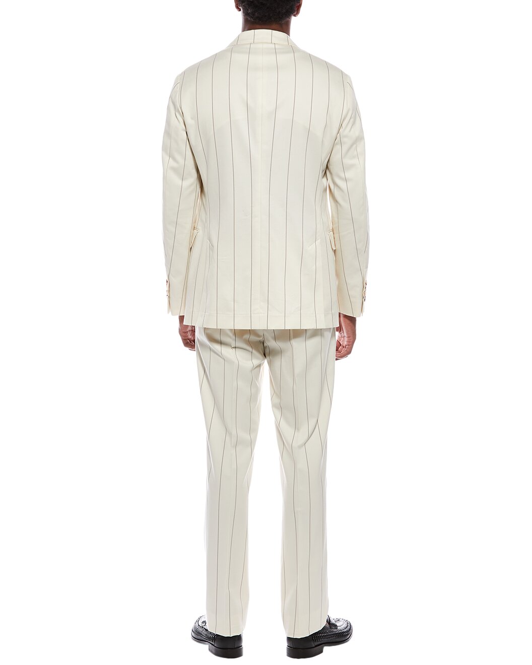 BRUNELLO CUCINELLI MEN'S CREAM WOOL TAILORED SUIT