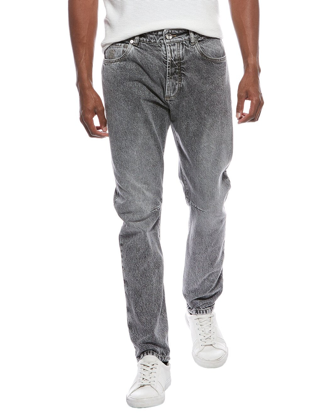 BRUNELLO CUCINELLI MEN'S SNOW WASHED COTTON TAPERED TROUSERS
