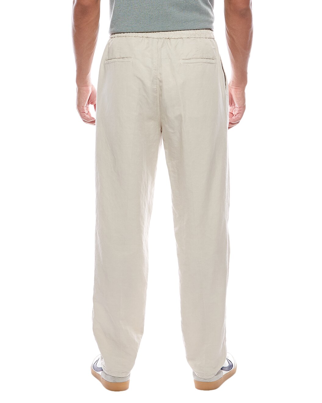 BRUNELLO CUCINELLI MEN'S LIGHT BEIGE LINEN COTTON TROUSERS