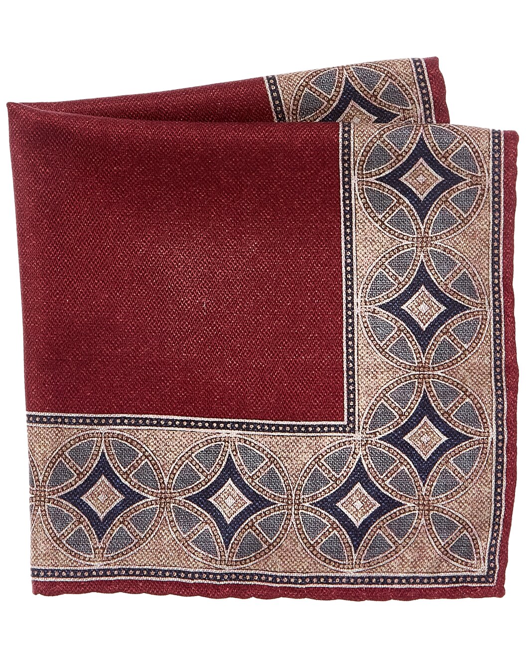 BRUNELLO CUCINELLI MEN'S 100% SILK TWO TONE GEOMETRIC POCKET SQUARE NEW