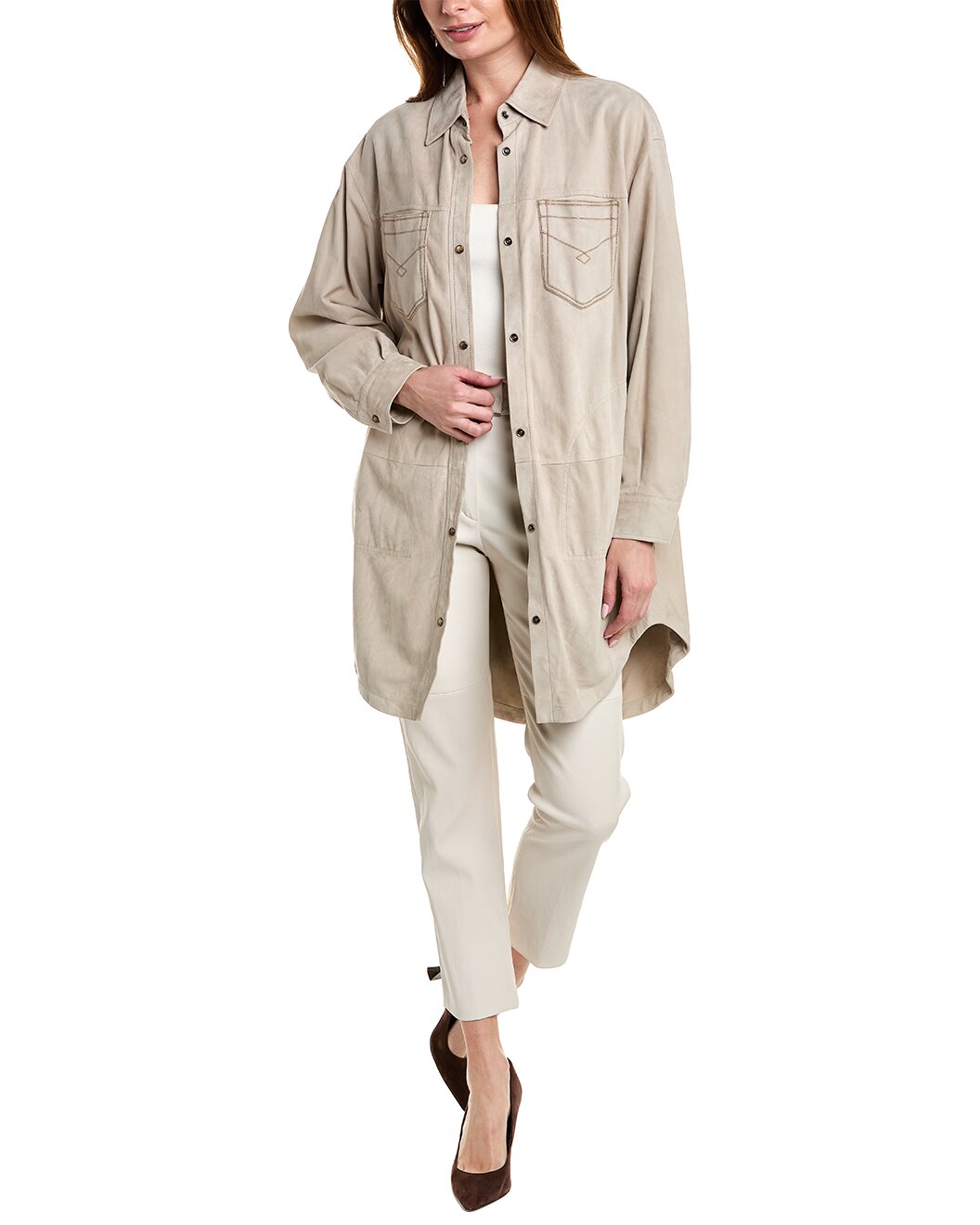 BRUNELLO CUCINELLI WOMEN'S 100% GENUINE LEATHER JACKET