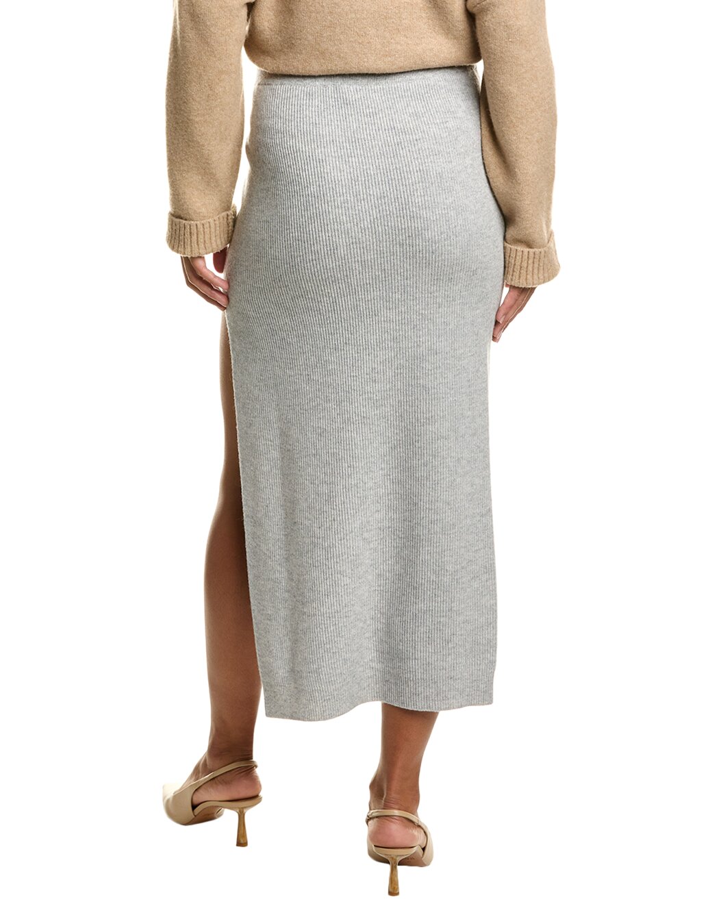 BRUNELLO CUCINELLI WOMEN'S LIGHT GREY WOOL SILK SKIRT