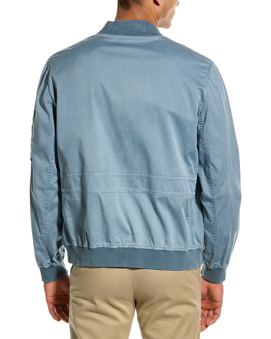 BRUNELLO CUCINELLI MEN'S BLUE BOMBER JACKET WITH ZIPPER