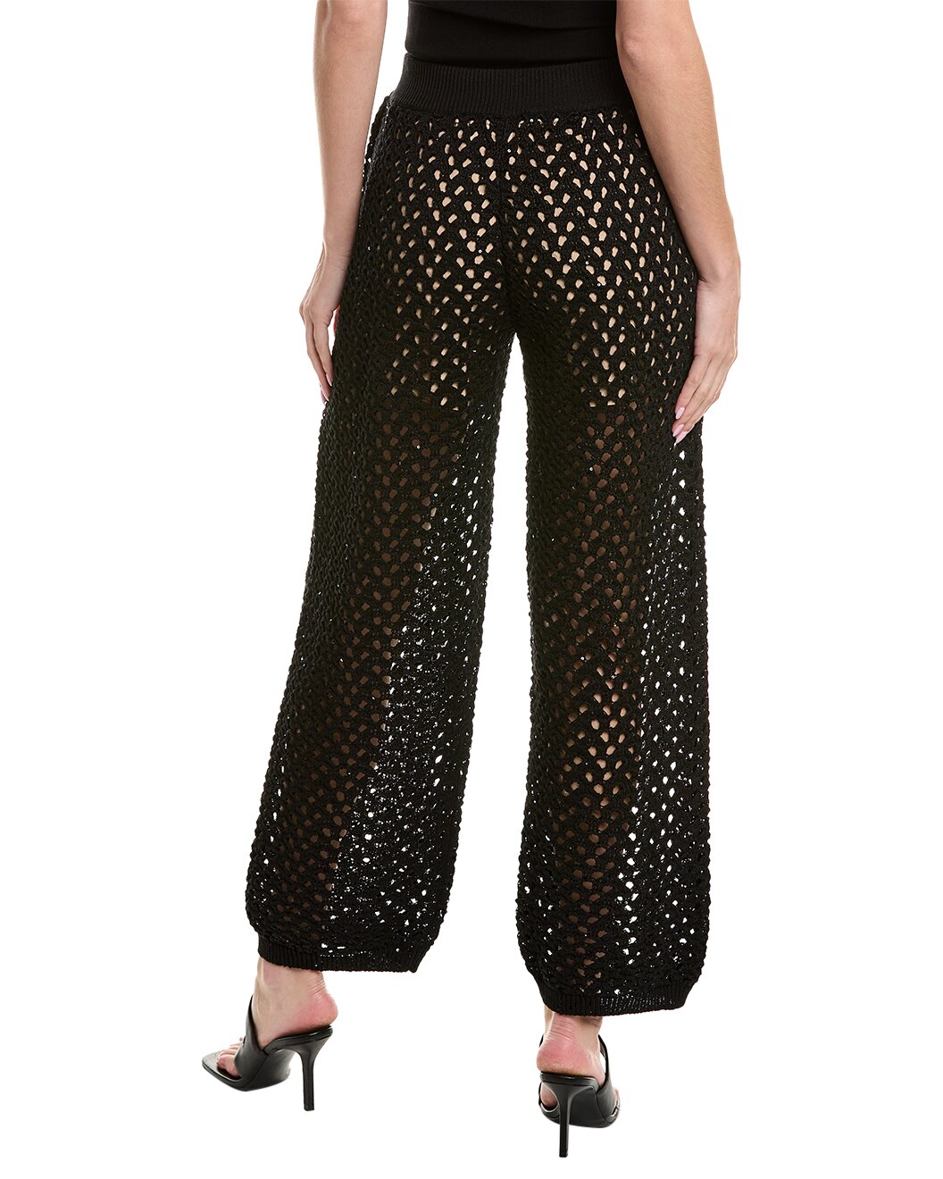 BRUNELLO CUCINELLI WOMEN'S COTTON BLEND CASUAL BLACK KNIT PANTS/TROUSERS