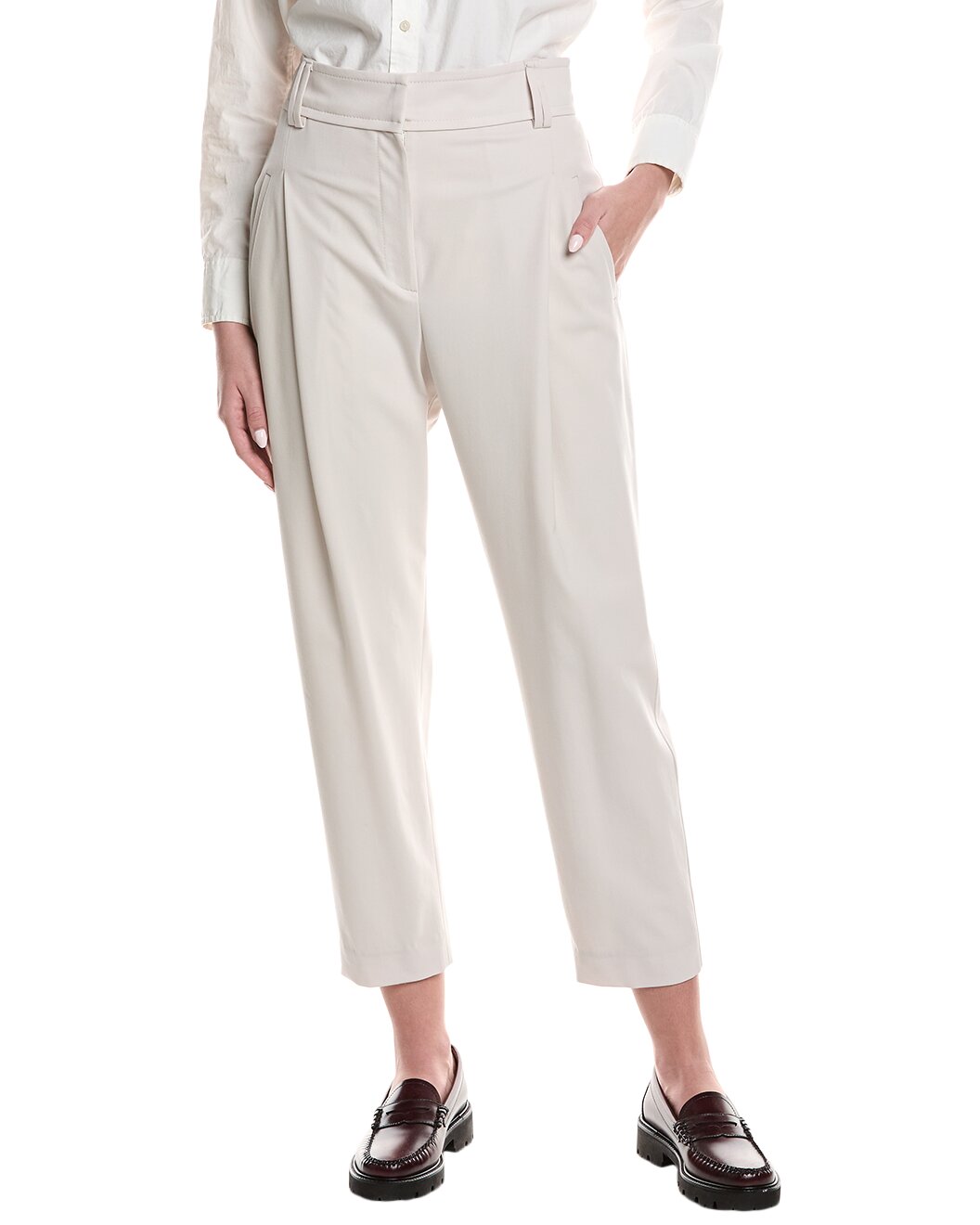 BRUNELLO CUCINELLI WOMEN'S OFF WHITE PLEATED TROUSERS