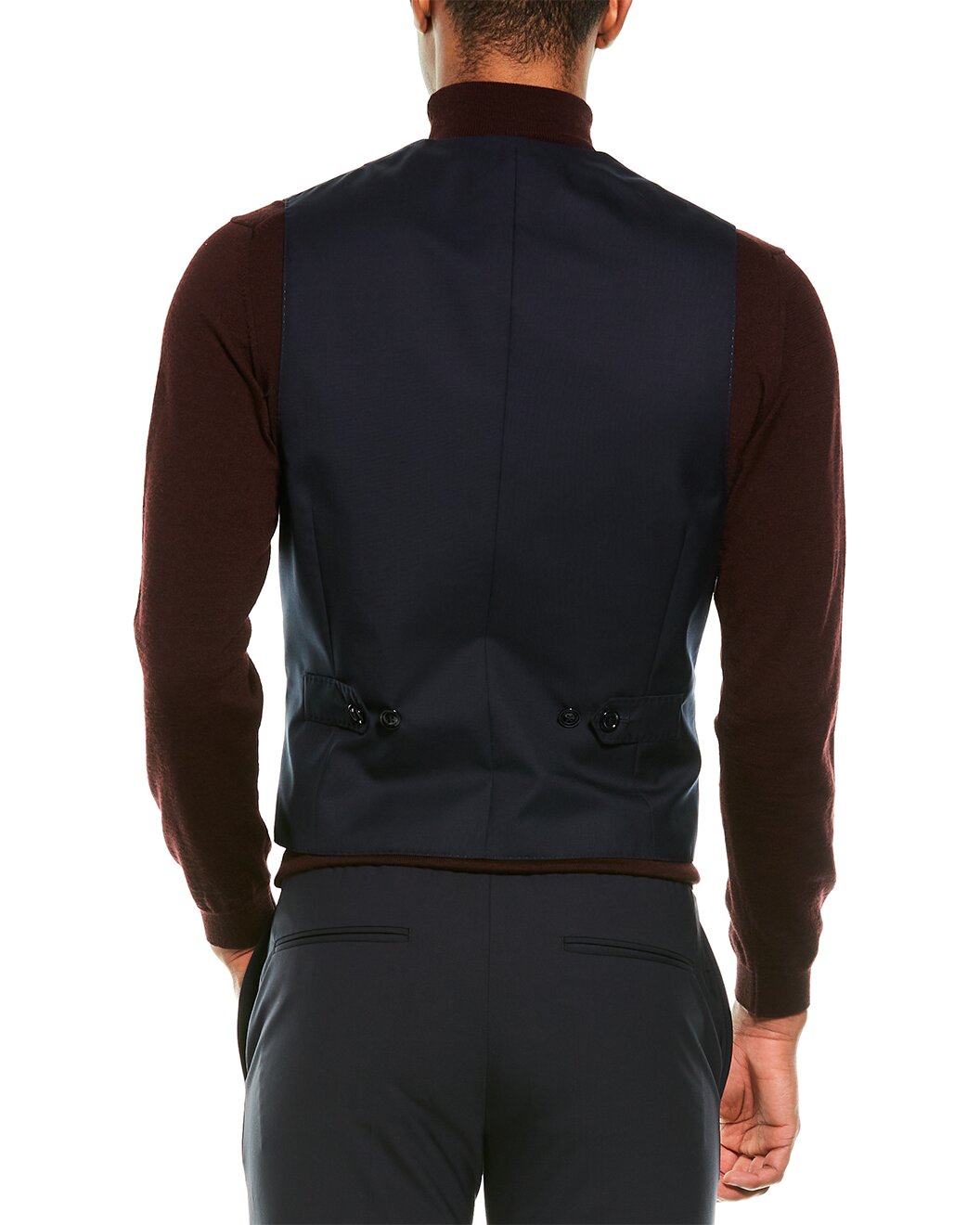 BRUNELLO CUCINELLI MEN'S NAVY WOOL BLEND EVENING VEST